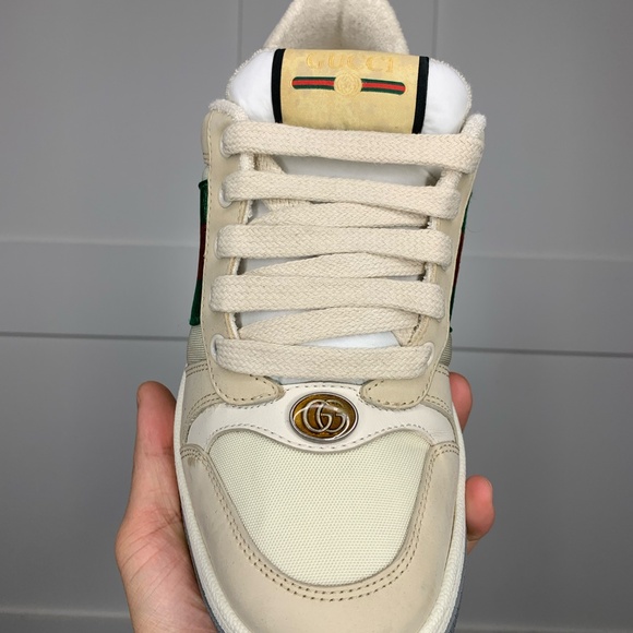 Gucci Screener Suede Low-Top Beige Sneakers - Picture 2 of 12